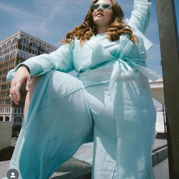 Mint Green Side Snap Wide Leg Pants - Picture 1 of 14